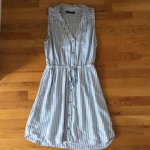 Button front striped dress